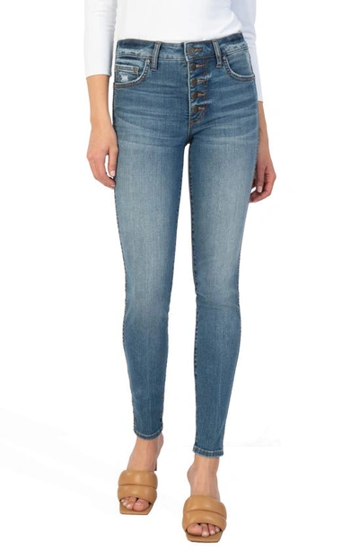 Kut From The Kloth Mia Fab Ab Exposed Button Ankle Skinny Jeans In Studious With Medium