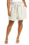 REFORMATION THEODORE PAPERBAG WAIST LINEN SHORTS,1308786OAT
