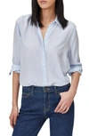 Equipment Essential Stripe Silk Shirt In Serenity Bright White