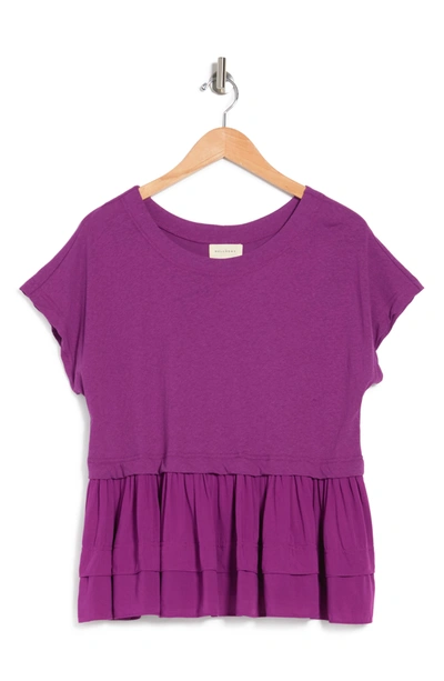 Melloday Tiered Babydoll Shirt In Grape Juice
