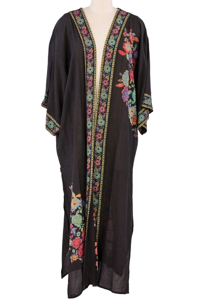 Saachi Midnight Floral Garden Kimono In Black