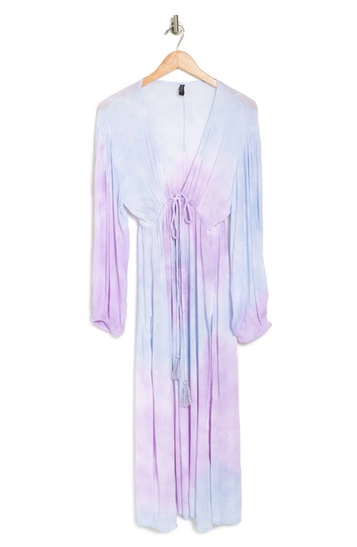Boho Me Open Front Tie Dye Cover Up In Lavender