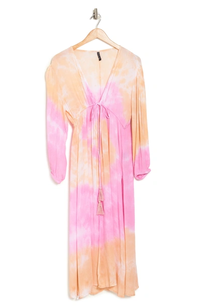 Boho Me Open Front Tie Dye Cover Up In Pink