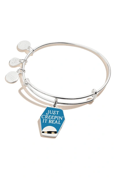 Alex And Ani Just Creepin' It Real Mummy Charm Bangle Bracelet In Shiny Silver