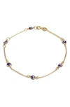 Savvy Cie Jewels Savvie Cie Jewels 18k Gold Plated Sterling Silver Evil Eye Bracelet In Multi