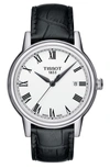 TISSOT CARSON LEATHER STRAP WATCH, 39MM