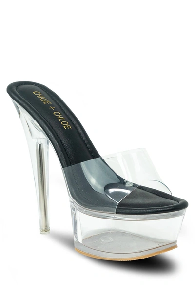 Chase & Chloe Clear Platform Mule Sandal In Clear Black