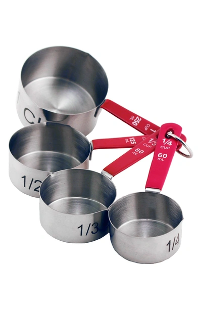 Berghoff International 4-piece Stainless Steel Measuring Cups In Silver/ Red