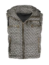 BALMAIN SLEEVELESS MONOGRAM NYLON DOWN JACKET,WF1TO009I710 GFE IVORIE NOIR