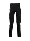Balmain Stretch Cotton Cargo Trousers In Pc Noir Delave