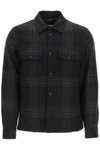 Woolrich Quilted Down Check Overshirt In Blue Check (grey)