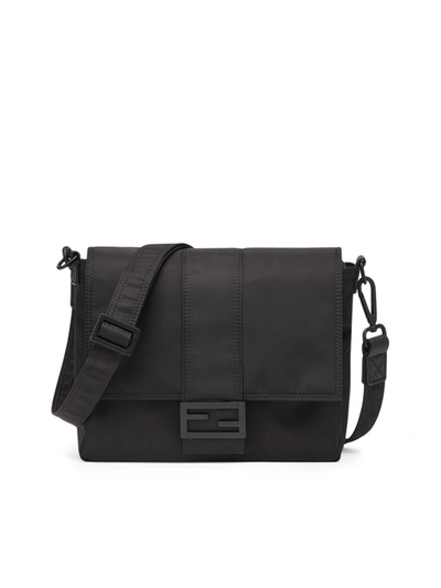 Fendi Crossbody Bag Baguette Messanger Medium Nylon Ebony In Black
