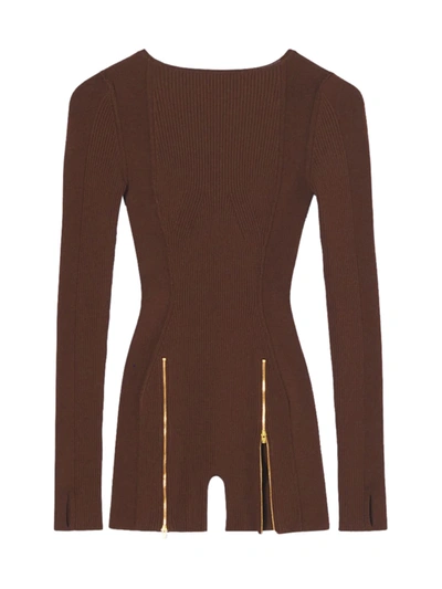 Jacquemus Le Body Yerù罗纹针织连体紧身衣 In Brown Brown