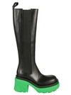 Bottega Veneta Contrasting-sole Block-heel Boots In Black Grass