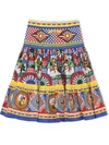 Dolce & Gabbana All Over Print Ruffled Cotton Skirt In Multicolor