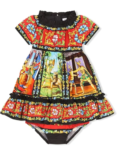 Dolce & Gabbana Babies' Printed Midi Dress In Multicolor