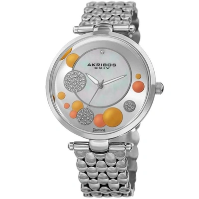 Akribos Xxiv Quartz Mother Of Pearl Dial Ladies Watch Ak963ss In Mother Of Pearl,silver Tone