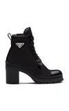 PRADA BRUSHED LEATHER AND NYLON BOOTIES