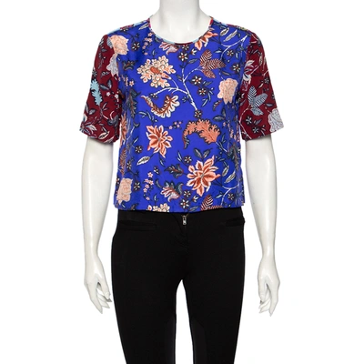 Pre-owned Diane Von Furstenberg Multicolor Floral Printed Silk Top S