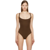 SKIMS BROWN FITS EVERYBODY SQUARE NECK BODYSUIT