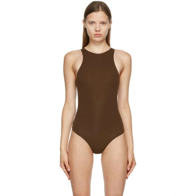 Skims Brown Fits Everybody High Neck Bodysuit In Neutrals