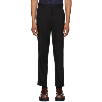 Marni Black Tropical Virgin Wool Trousers In Blue