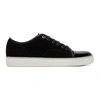 Lanvin Suede And Leather Cap-toe Sneakers In Dark Blue