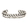 Saint Laurent Silver Gourmette Cuff Bracelet In 8142 Argent Oxyde
