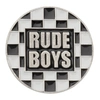 SAINT LAURENT SILVER & BLACK 'RUDE BOYS' PIN