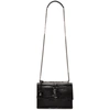 Saint Laurent Medium Sunset Croc-embossed Leather Shoulder Bag In Black