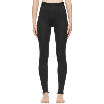 Skims Thermal Ribbed Cotton-blend Leggings In Soot