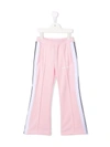 Palm Angels Pink Technical Fabric Trousers With Logo Print In Pink