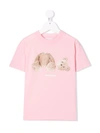 Palm Angels Pink Cotton T-shirt With Teddy Bear Print In Pink