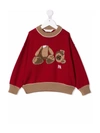 Palm Angels Wool Sweater With Teddy Bear Front Print In Red