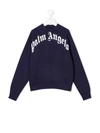 Palm Angels Blue Sweatshirt With White Print In Blue