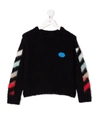 OFF-WHITE GRAPHIC-PRINT KNITTED JUMPER,16859689
