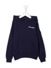 Palm Angels Felpa Blu Navy In Cotone Con Cappuccio In Blue