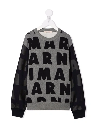 Marni Teen Graphic-print Cotton Sweatshirt In Grey