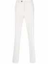 Brunello Cucinelli Garment-dyed Trousers In Twisted Cotton Gabardine In White