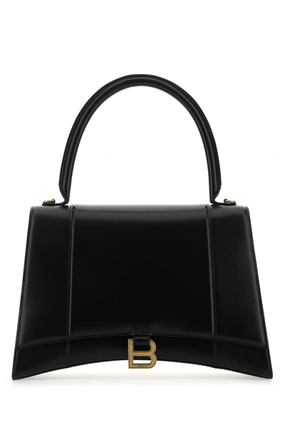 Balenciaga Black Leather Medium Hourglass Handbag Nd  Donna Tu