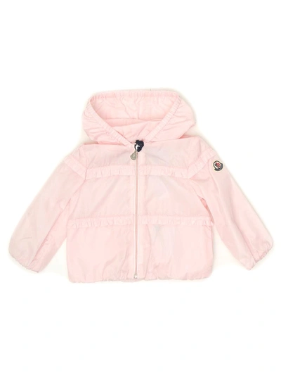 Moncler Enfant Ruffle Detail Hooded Jacket In Pink
