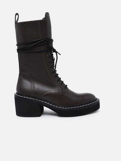 Khaite Brown Leather The Cody Boots