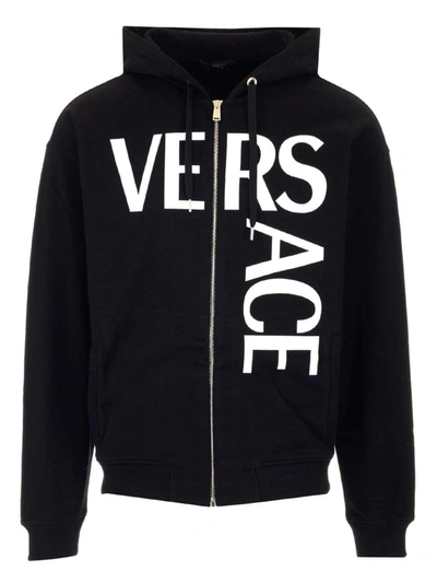 Versace Black Logo Zip-up Hoodie