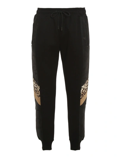 Dolce & Gabbana Brocade Detail Joggers In Black