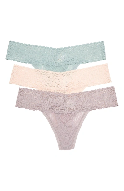 Felina Lace Thong In Gull Gry/gry Mist/sugar Bby