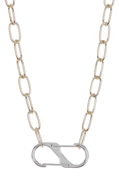 Abound Two-tone Chain Link Carabiner Pendant Necklace In Gold- Silver