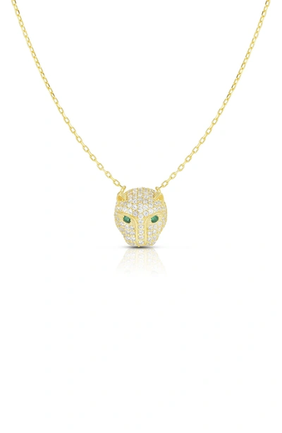 Sphera Milano 14k Gold Vermeil Pave Cz Panther Pendant Necklace In Yellow Gold