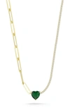 Sphera Milano Gold Vermeil Mixed Chain Heart Necklace In Yellow Gold