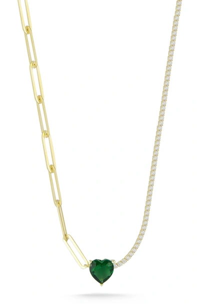 Sphera Milano Gold Vermeil Mixed Chain Heart Necklace In Yellow Gold