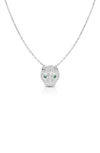Sphera Milano Rhodium Plated Sterling Silver Pave Cz Panther Pendant Necklace In Silver